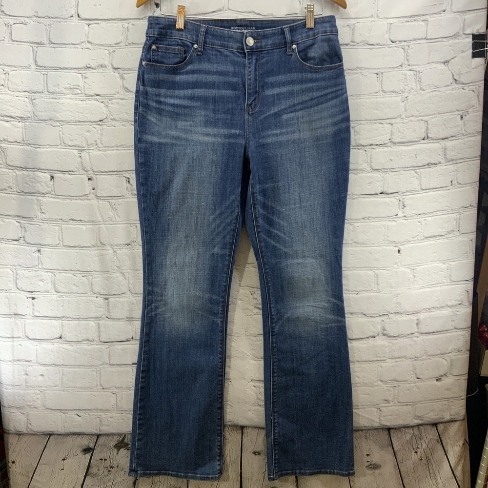 Chicos Blue Jeans Womens Sz 8R Dark Wash Bootcut